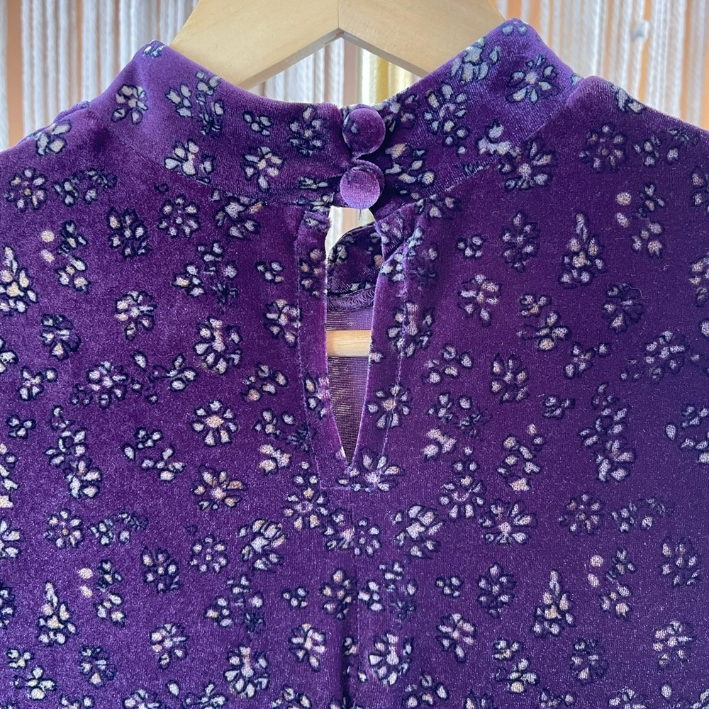 vintage purple velvet cheongsam/qipao w classic mandarin collar & short sleeves - Picture 14 of 16